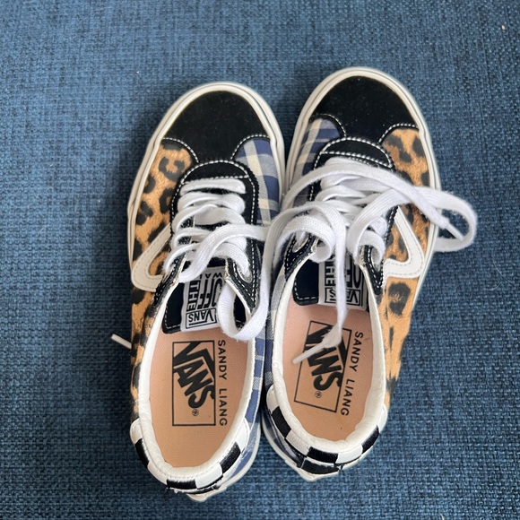 Sandy Liang Vans Leopard Blue Plaid - Picture 2 of 4